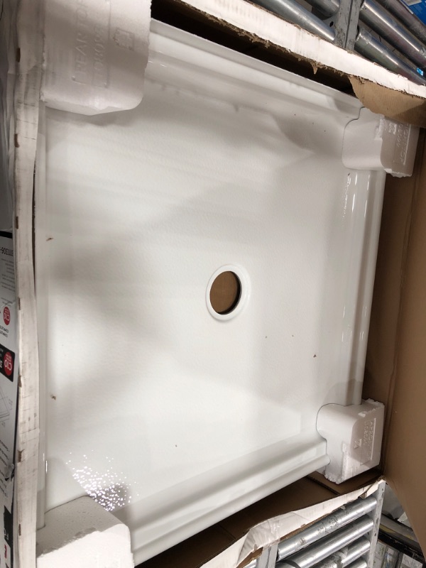 Photo 2 of Foundations 32 in. L x 32 in. W Corner Shower Pan Base with Center Drain in White