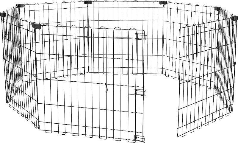 Photo 1 of 24x24 inches   Basics Foldable Metal Exercise Pet Play Pen for Dogs, Fence Pen, No Door, Black