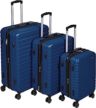 Photo 1 of Amazon Basics 3-Piece Set Hardside Spinner, Navy Blue
