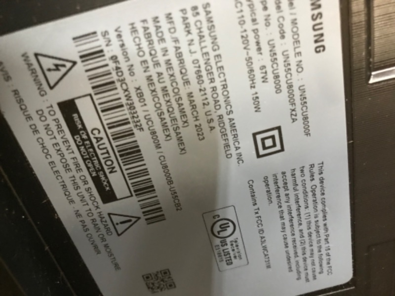 Photo 5 of MISSING LEG**SAMSUNG 55-Inch Class Crystal UHD 4K CU8000 Series PurColor, Object Tracking Sound Lite, Q-Symphony, Motion Xcelerator, Ultra Slim, Solar Remote, Smart TV with Alexa Built-in (UN55CU8000, 2023 Model)