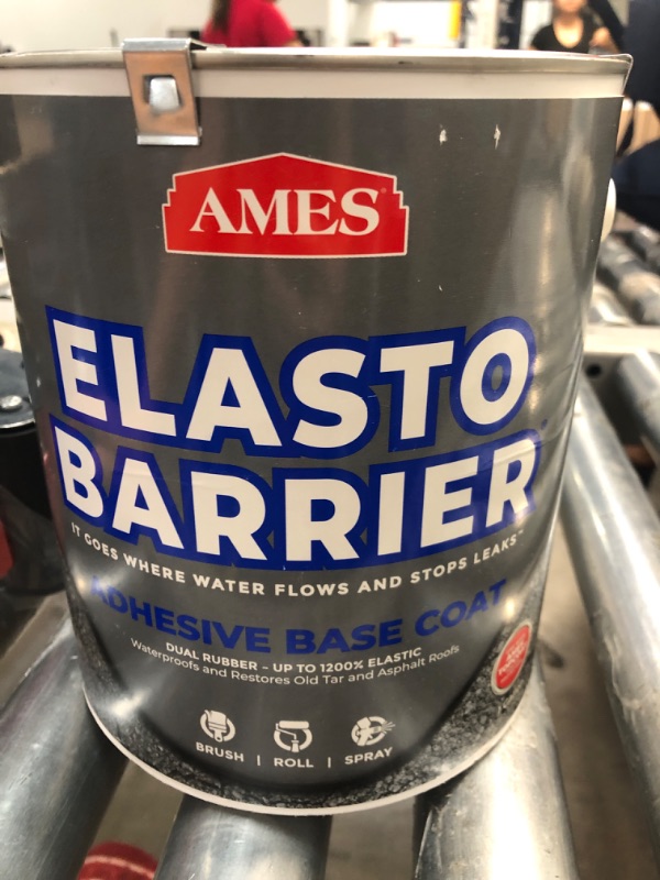 Photo 2 of Ames Research Laboratories SEB1 AMES Elasto-Barrier Adhesive Base Coat-1 Gallon, Gray Primer Perfect for RV, Wood, Roofs and More-Expands and Contracts 1200% -Made in The USA, Grey Liquid Rubber