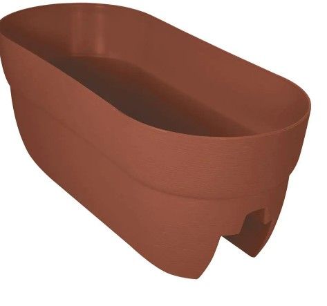 Photo 1 of 24 in. W x 12 in. H Terra Cotta Resin Deck and Porch Rail Planter