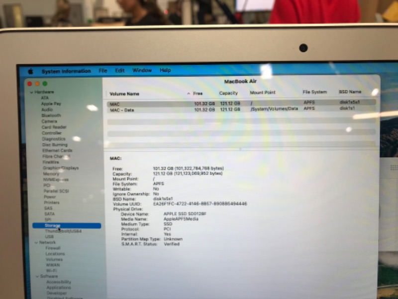 Photo 7 of SEE NOTES: USED. NO PASSWORD REQD. Early 2015 Apple MacBook Air with 1.6GHz Intel Core i5 (13.3 inch, 8GB RAM, 256GB) Silver 