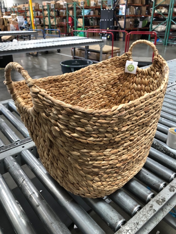 Photo 2 of **MINOR WEAR & TEAR**Deco 79 Seagrass Rectangle Storage Basket with Ring Handles, 20" x 18" x 19", Brown 20" x 18" x 19" Brown