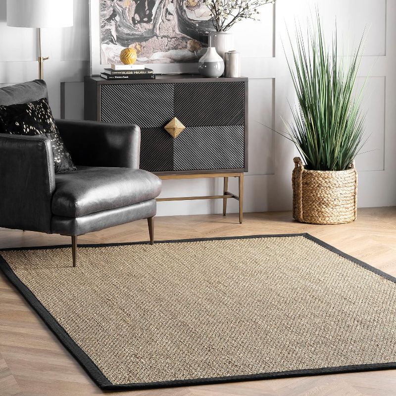 Photo 1 of **MINOR WEAR & TEAR**nuLOOM Elijah Farmhouse Seagrass Area Rug, 6x9, Black
