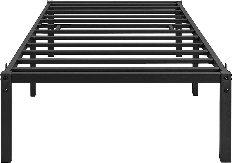 Photo 1 of **LOOSE HARDWARE/ PARTS**Yaheetech 16 inch Twin Bed Frame, Metal Platform Bed with Steel Slat Support& Reserved Holes for DIY Headboard, Larger Storage Space/Non-Slip/No Box Spring Needed/Tool-Free Assembly, Black
