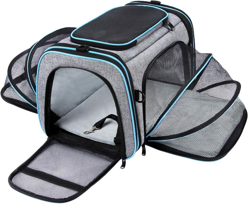 Photo 1 of  Approved Pet Carrier, Large Soft Sided Pet Travel TSA Carrier 4 Sides Expandable Cat Collapsible Carrier with Removable Fleece Pad and...
