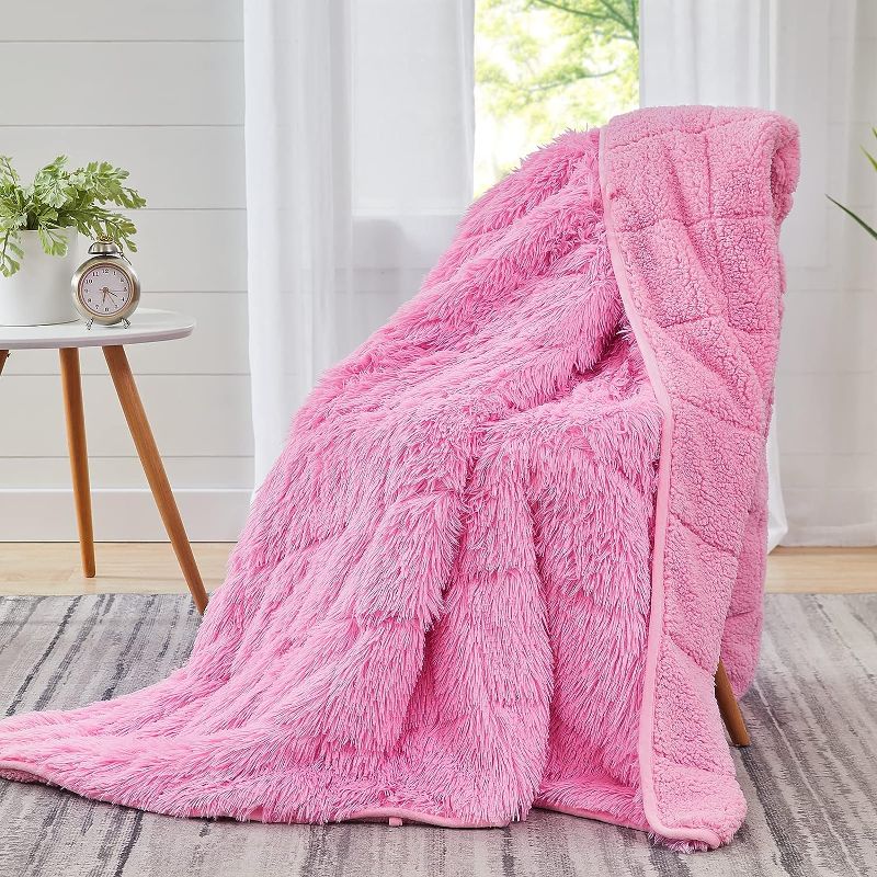 Photo 1 of CYMULA Sherpa Weighted Blanket for Adults 20 lbs, Faux Fur Weighted Blanket, Shaggy Furry Weighted Blanket, Plush Weighted Throw Blanket for Twin Size Bed,...
