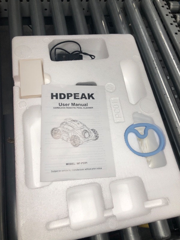 Photo 3 of **FOR PARTS OR REPAIR**
Cordless Robotic Pool Cleaner, HDPEAK Pool Vacuum Lasts 110 Mins, Auto-Parking, Rechargeable, Automatic Cordless Pool Vacuum Ideal for Above/In-Ground Pools Up to 50 feet, Blue