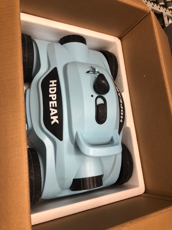 Photo 2 of **FOR PARTS OR REPAIR**
Cordless Robotic Pool Cleaner, HDPEAK Pool Vacuum Lasts 110 Mins, Auto-Parking, Rechargeable, Automatic Cordless Pool Vacuum Ideal for Above/In-Ground Pools Up to 50 feet, Blue