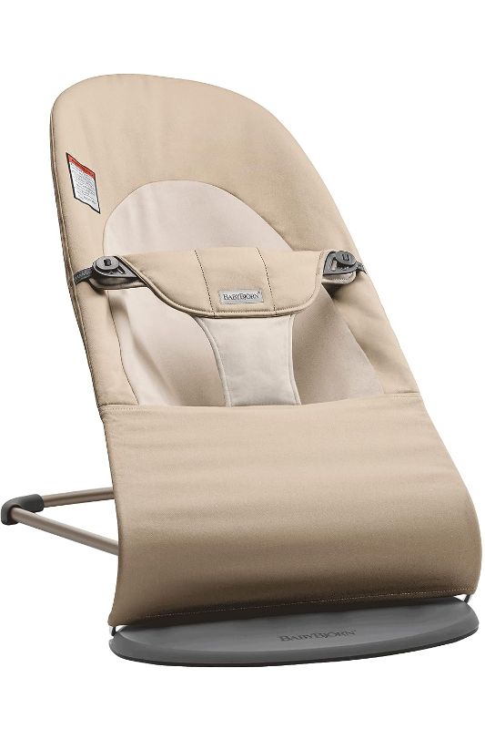 Photo 1 of BabyBjörn Bouncer Bliss, Sand Gray, Cotton (006017US) Cotton Sand Gray