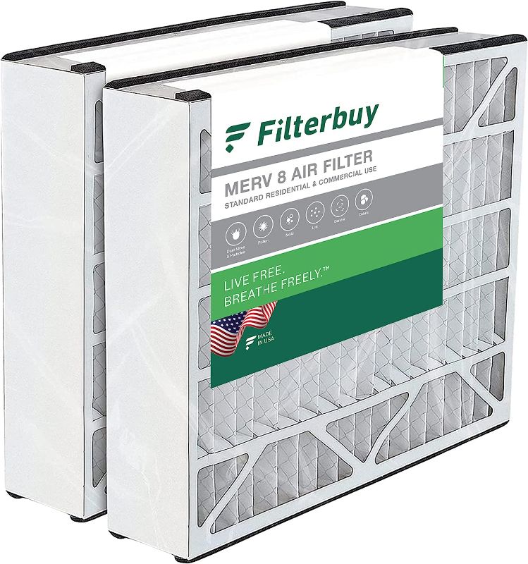 Photo 1 of **MINOR SHIPPING SCUFFS**Filterbuy 16x25x5 Air Filter MERV 8 Dust Defense (2-Pack), Pleated HVAC AC Furnace Air Filters Replacement for Trion Air Bear 255649-105 (Actual Size: 15.63 x 24.13 x 4.88 Inches)
