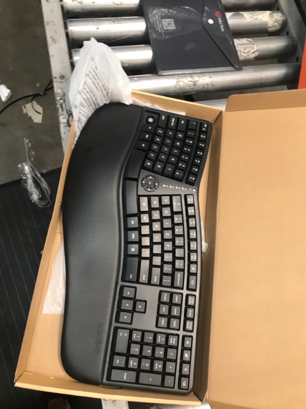 Photo 2 of MEETION Ergonomic Keyboard, Wireless Computer Keyboard, Ergo Split Keyboard with Cushioned Wrist, Palm Rest, Curved, Natural Typing, Full Size 112 Keys for Windows/Mac/Computer/Laptop/PC, Black