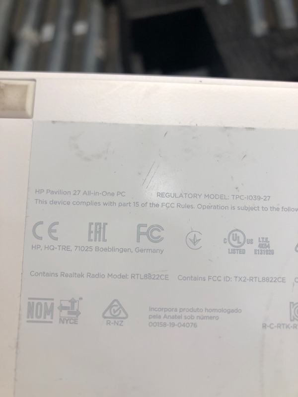 Photo 4 of **DOES NOT POWER ON **HP Pavilion 27-inch All-in-One Desktop, 10th Gen Intel i7-10700T Processor, 16 GB RAM, 1 TB SSD Storage, Full HD IPS Touchscreen, Windows 10 Home, Wireless Keyboard and Mouse Combo (27-d0080, 2020)
