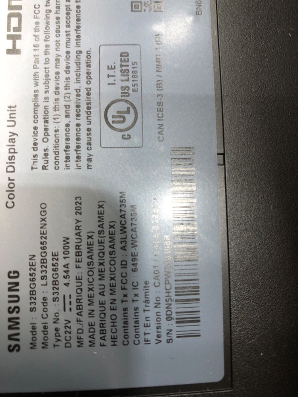 Photo 4 of "MISSING POWER CABLE" SAMSUNG 32" Odyssey G65B QHD 240Hz 1ms (GTG) HDR 600 Gaming Hub 1000R Curved Gaming Monitor,Black