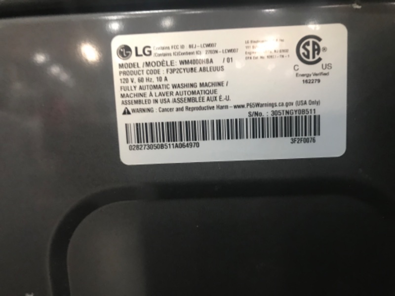 Photo 3 of LG 27 Inch Wide 4.5 Cu. Ft. Energy Star Rated Front Loading Washer with TurboWash
***PARTS ONLY***
Leaking water, has a broken piece. Dented