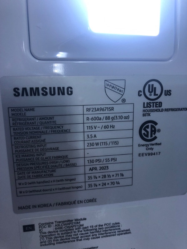 Photo 9 of Samsung 36 Inch Wide 22.8 Cu. Ft. Energy Star Rated Full Size 4-Door Flex Refrigerator
