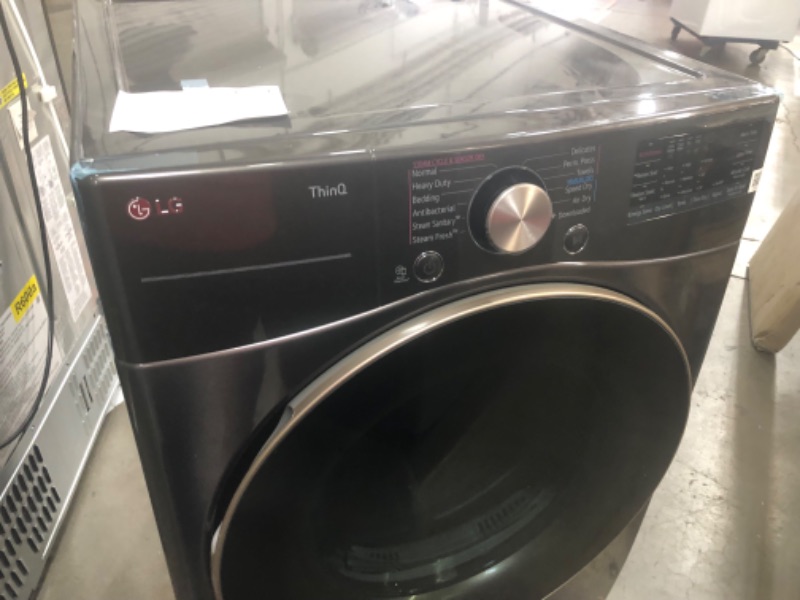 Photo 7 of LG True Steam 7.4-cu ft Stackable Steam Cycle Smart Electric Dryer (Black Steel) ENERGY STAR***DOES NOT INCLUDE POWER CORD ***