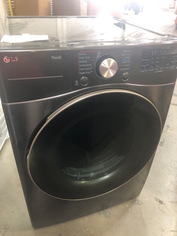 Photo 2 of LG True Steam 7.4-cu ft Stackable Steam Cycle Smart Electric Dryer (Black Steel) ENERGY STAR***DOES NOT INCLUDE POWER CORD ***