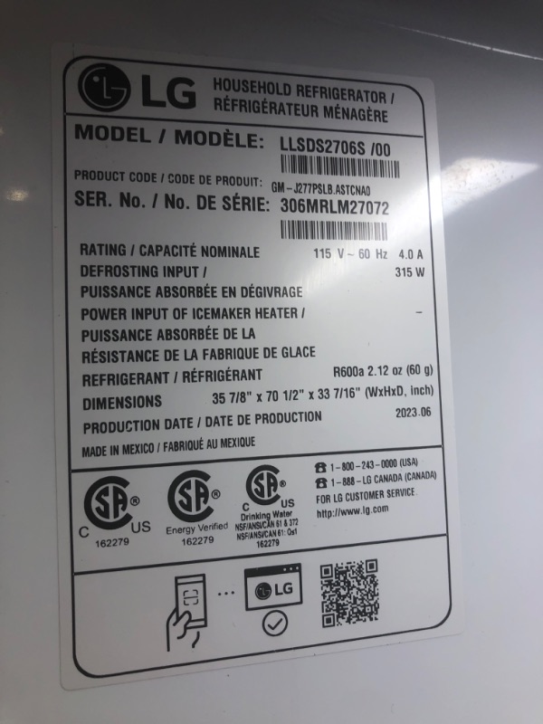 Photo 11 of LG Door in Door 27.12-cu ft Side-by-Side Refrigerator with Ice Maker (Printproof Stainless Steel)