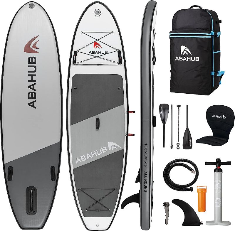 Photo 1 of (PARTS ONLY/MAJOR DAMAGE) Abahub Inflatable SUP, Wide 10'6" x 31"/34" x 6" iSUP, Blue Standup Paddleboard with Adjustable SUP Kayak Paddle, 
