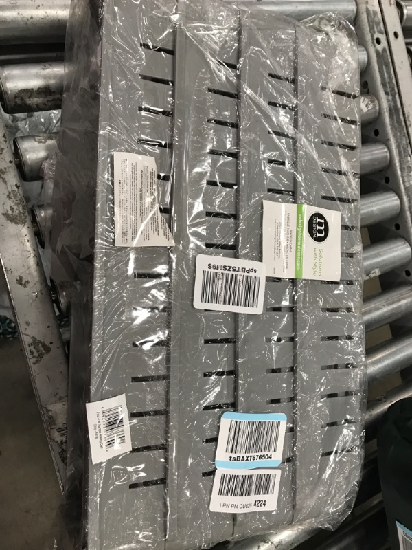 Photo 1 of mDesign Portable Slim Plastic Rolling Laundry Utility Cart, Storage Organizer Trolley - Easy-Glide Wheels and 4 Heavy-Duty Shelves, for Laundry, Utility Room, Kitchen or Pantry Storage - Gray 1 Gray