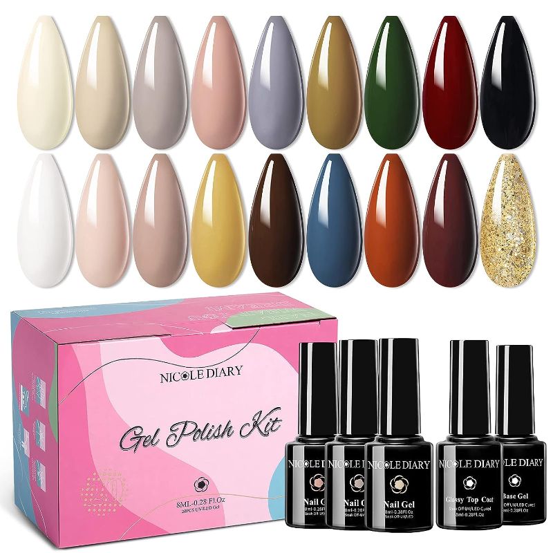 Photo 1 of NICOLE DIARY Gel Nail Polish - 18 Colors Gel Polish with Glossy Top Coat and Base Coat Set, 2022 Summer Series
