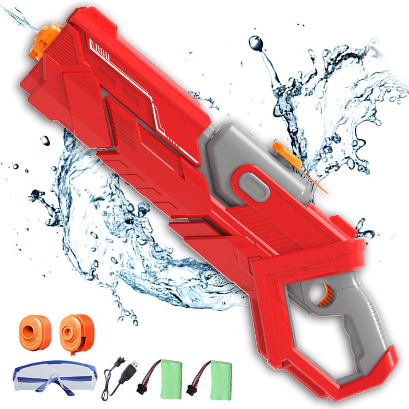 Photo 1 of Electric Water Guns for Adults Kids, 650CC Automatic Squirt Guns with 2 Nozzles, Super Water Soaker Up to 32 FT Range, Large Water Blaster Squirter for Summer Outdoor Party Pool Beach Shooting Game
