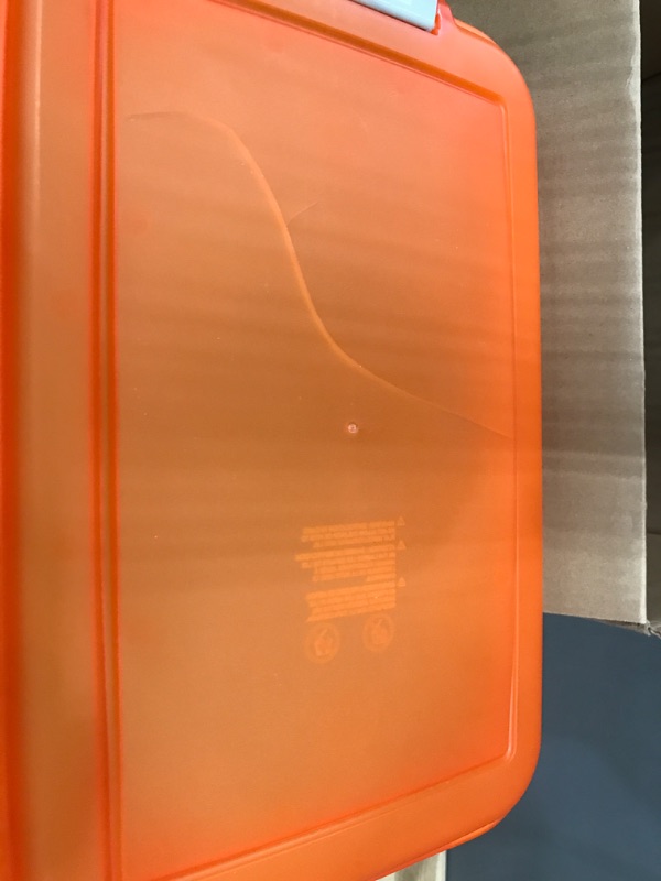Photo 2 of ***SEE NOTES*** IRIS USA 3-Piece or 2-Piece 35 Lbs / 45 Qt WeatherPro Airtight Pet Food Storage Container Combo and Treat Box for Dog Cat Bird Food, Keep Pests Out, Translucent Body Orange 3-Piece / 35 Lbs - 45 Qt