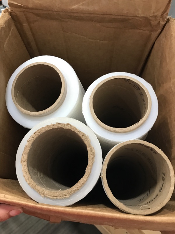 Photo 2 of 4 Rolls 18 inch x 1500 Feet Stretch Wrap 80 Gauge Heavy Duty Shrink Film, Extra Strong 18 inch Clear Hand Stretch Wrap Clear 18" wide x 4 Rolls