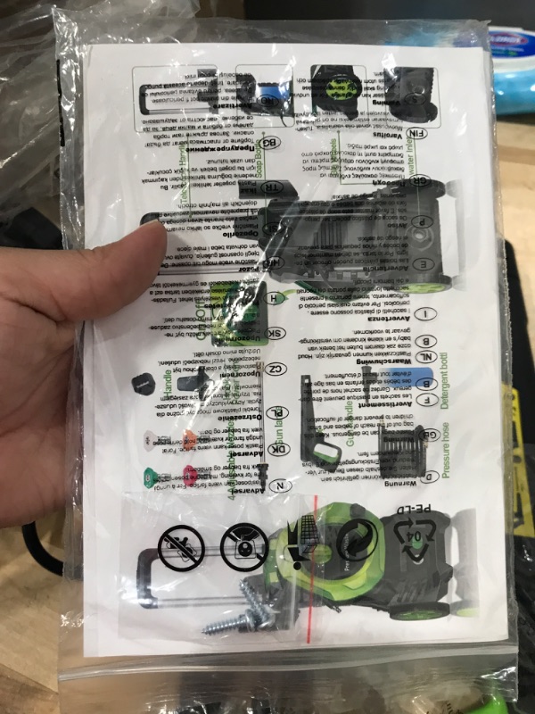 Photo 3 of ***POWERS ON*** Electric Pressure Washer 3500 Max PSI 2.5 GPM High Pressure Washer with 4 Interchangeable Nozzles 25 FT Hose Reel and Foam Box Electric Power Washer for Home Cars Fences Patios Driveways Green