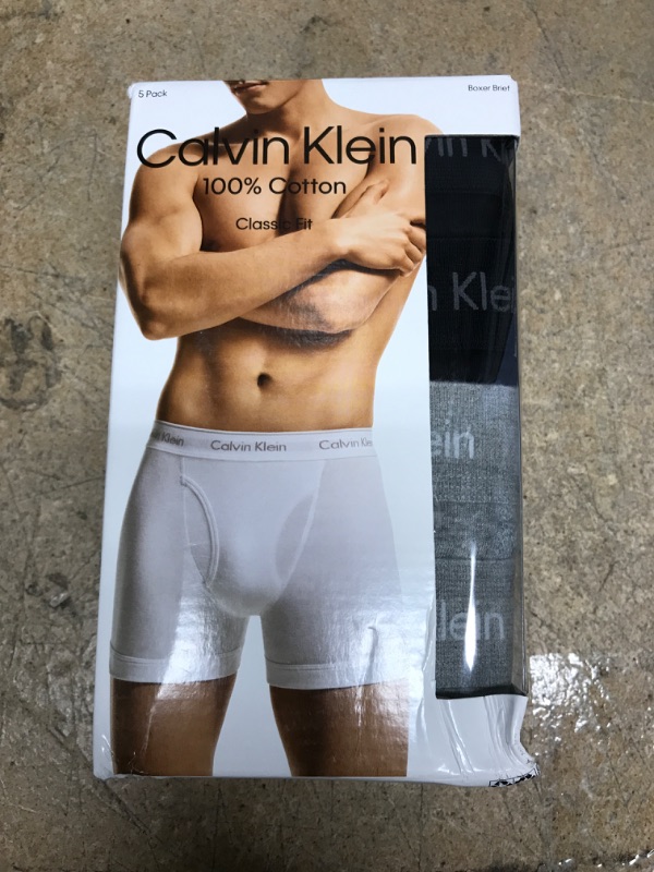 Photo 2 of Calvin Klein Men's Cotton Classics 5-Pack Boxer Brief Medium 2 Black, 2 Heather Grey, 1 White  (SIZE M)