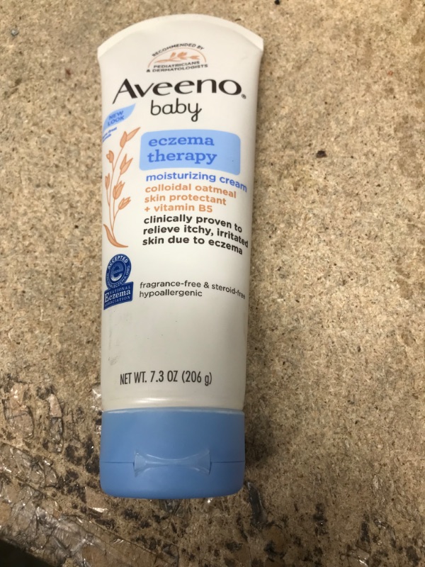 Photo 2 of Aveeno Baby Eczema Therapy Moisturizing Cream, Natural Colloidal Oatmeal & Vitamin B5, Moisturizes & Relieves Dry, Itchy, Irritated Skin, Paraben & Steroid & Fragrance Free, 7.3 Oz 7.3 Ounce (Pack of 1)