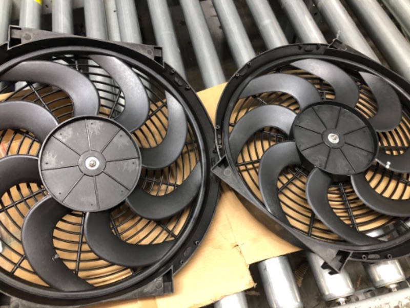 Photo 3 of MOSTPLUS Black Universal Electric Radiator Slim Fan Push/Pull 12V + Mounting Kit (14 Inch) Set of 2
