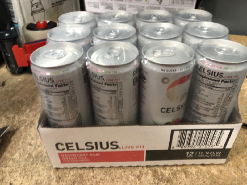 Photo 3 of **EXPIRES 05/2024** CELSIUS Raspberry Acai Green Tea, Functional Essential Energy Drink 12 Fl Oz (Pack of 12) Packaging may vary
