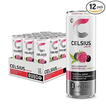 Photo 1 of **EXPIRES 05/2024** CELSIUS Raspberry Acai Green Tea, Functional Essential Energy Drink 12 Fl Oz (Pack of 12) Packaging may vary

