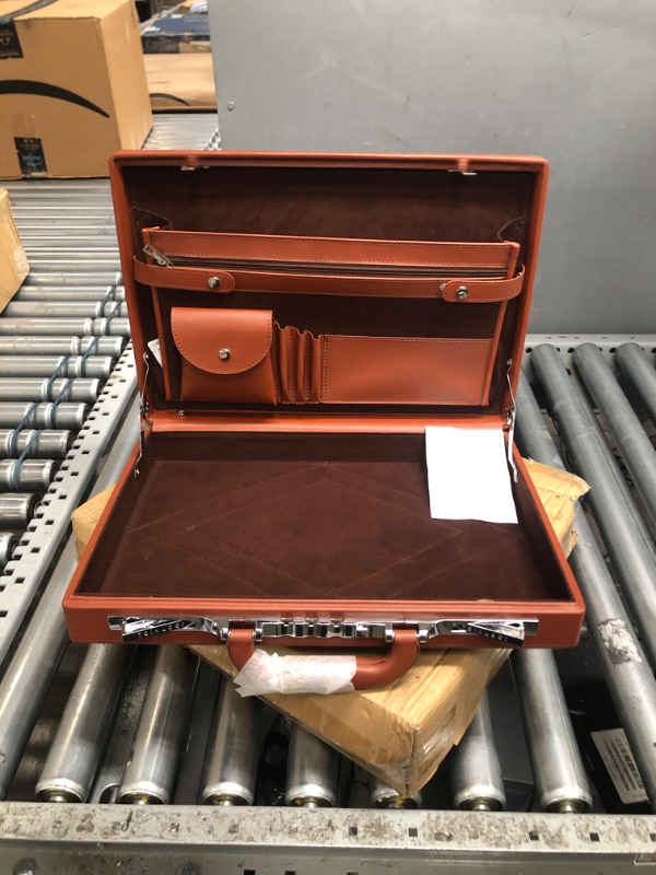 Photo 2 of *USED* *HARD TO OPEN* Briefcase Hard Attachment Briefcase for Men & Women/Thin Hardside Laptop Case with Combo Lock D2810F Brown