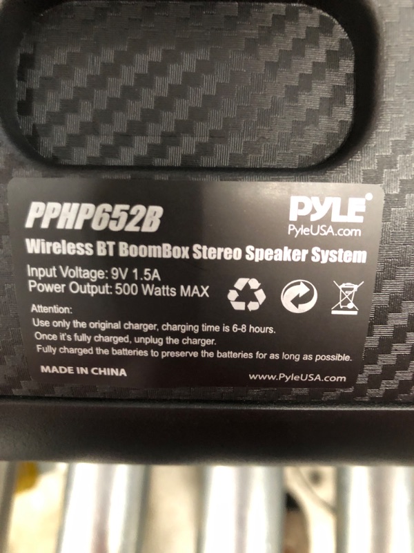 Photo 4 of Pyle Wireless Portable Bluetooth Boombox Speaker, 500W Rechargeable Speaker Portable Barrel Loud Stereo System, Flashing LED, FM Radio/Aux/MP3/USB Flash Drive/Micro SD, Includes Wired Microphone Off Black