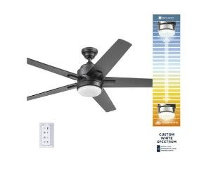 Photo 1 of (USED) Harbor Breeze Flanagan II 52-in Matte Black Color-changing Indoor Ceiling Fan with Light Remote (5-Blade)
