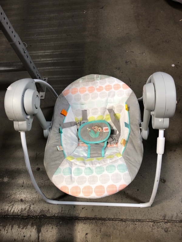 Photo 1 of Bright Starts Portable Automatic 6-Speed Baby Swing with Adaptable Speed, Taggies, Music, Removable -Toy Bar, 0-9 Months 6-20 lbs (Whimsical Wild)
