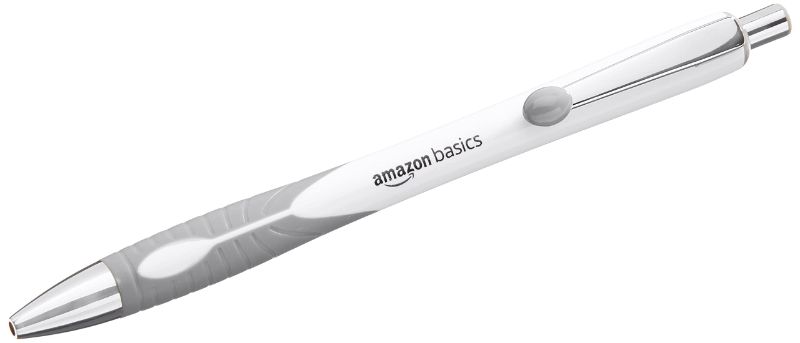 Photo 1 of 2PK OF 12 PENS Amazon Basics Retractable Ballpoint Pens White Barrel, Medium Point 1.0mm, Black Ink, 12 Pack