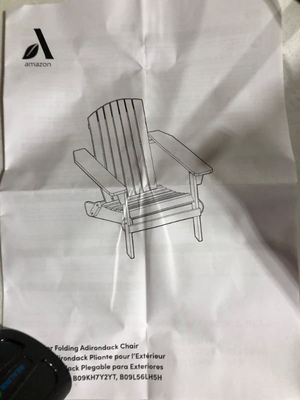 Photo 1 of **See Notes***
Amazon Aware FSC Certified Outdoor Folding Adirondack Chair, Acacia Wood, Dark Grey Chair Dark Grey