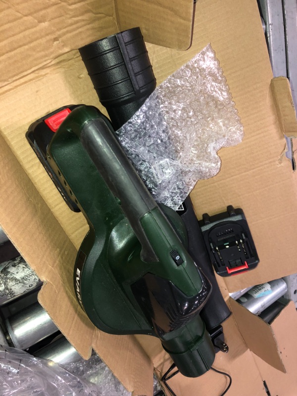 Photo 1 of 21V Leaf Blower Cordless with Battery and Charger, 5 Speeds Adjustable Cordless Battery Operated Blower for Lawn Care, Small Electric Cordless Leaf Blower with 2 Batteries Cordless Blower