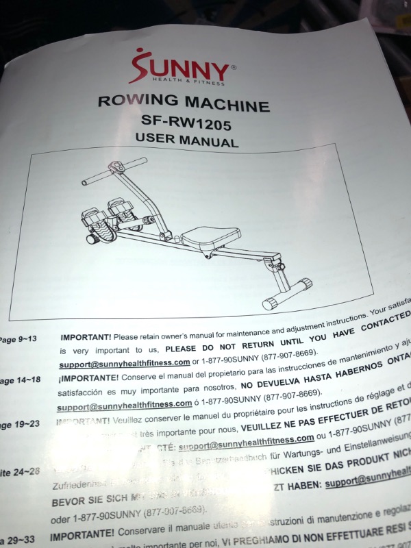 Photo 3 of ***Parts Only***Sunny Health & Fitness SF-RW1205 12 Adjustable Resistance Rowing Machine Rower w/Digital Monitor
