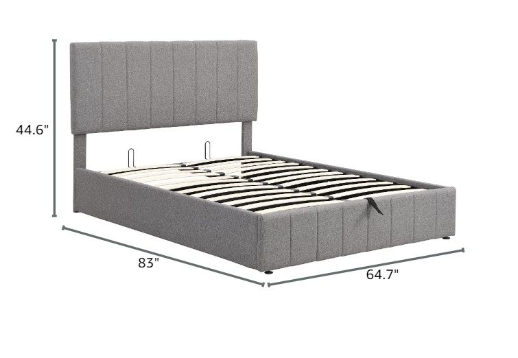 Photo 1 of *COMPLETE & NEW!!** DERCASS Upholstered Platform Bed with a Hydraulic Storage System for Kids Teens Girls Boys, Bedroom Guest Room , No Box Spring Needed (Grey, Queen)
