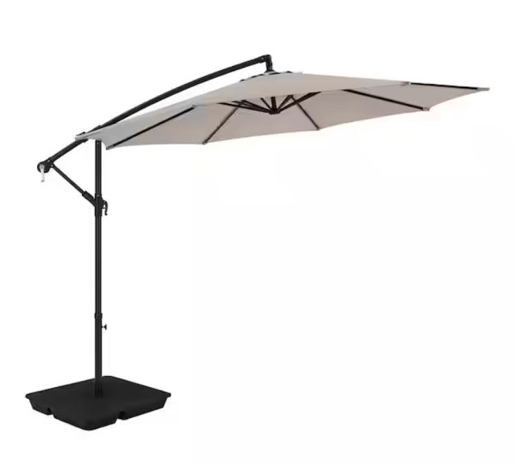 Photo 1 of 10 ft. Steel Cantilever Patio Umbrella in Riverbed Brown
