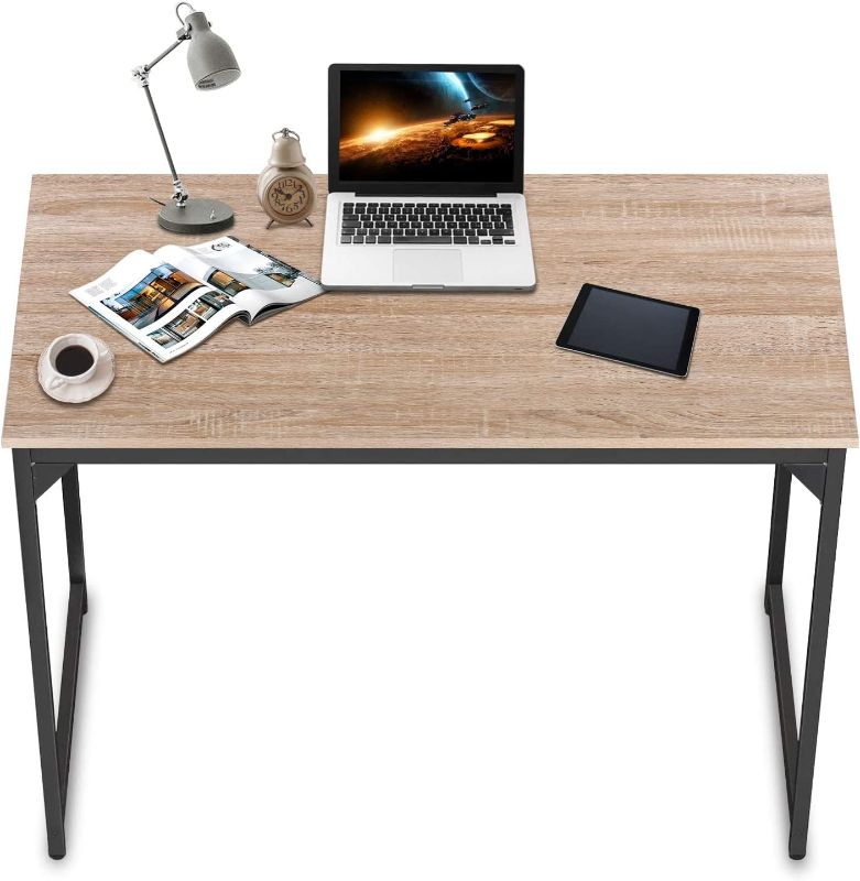 Photo 1 of HCB Computer Desk 47inch Home Office Desk Writing Study Table Modern Simple Style PC Desk with Black Metal Frame(Nature),47inchx24inchx29inch
