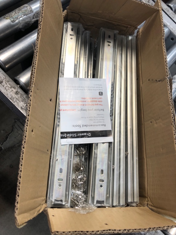 Photo 1 of 10 Pairs of 16 Inch Hardware 3-Section Full Extension Ball Bearing Side Mount Drawer Slides,100 LB Capacity Drawer Slide 16 Inch Zinc Plated