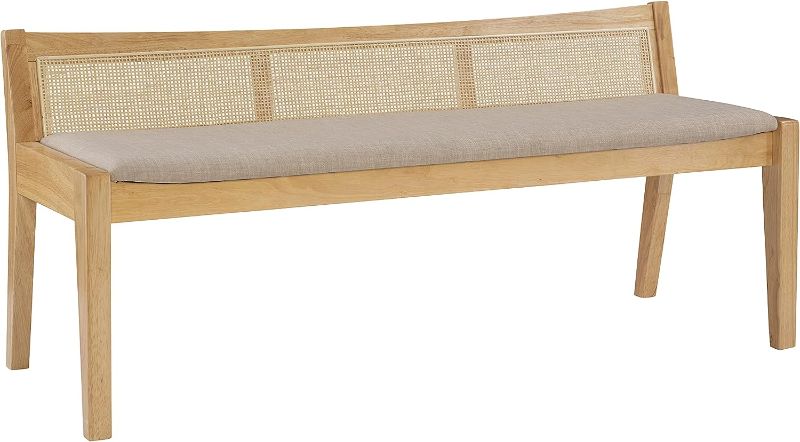 Photo 1 of *USED MISSING PARTS* Powell Kasi Beige Rattan Cane Bench with Back, Large, Natural