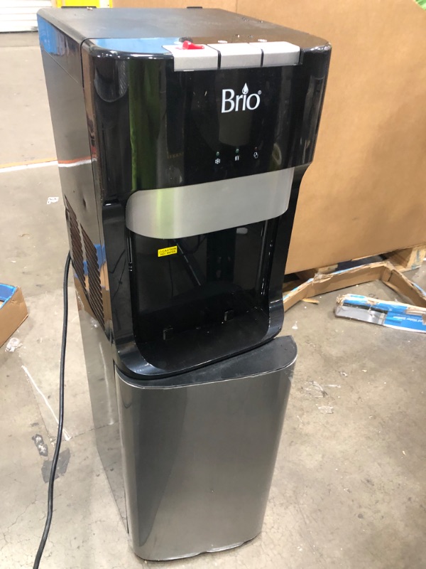 Photo 2 of Brio CLBL420V2 Bottom Loading Water Cooler Dispenser for 3 & 5 Gallon Bottles - 3 Temperatures with Hot, Room & Cold Spouts, Child Safety Lock, LED Display with Empty Bottle Alert, Stainless Steel
